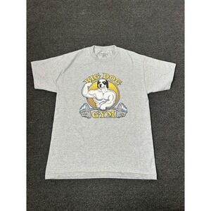 Vintage Big Dogs Gym T-Shirt Gray Mens Small Outdoors Training Iron 1998 Y2K 90s